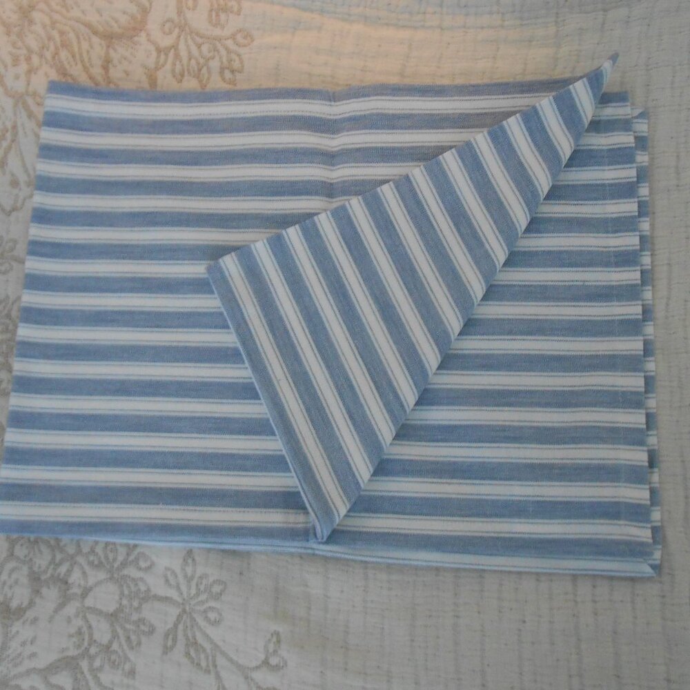 At Home Table Runner Cotton Striped Blue/ white, 72" X 13", NWOT